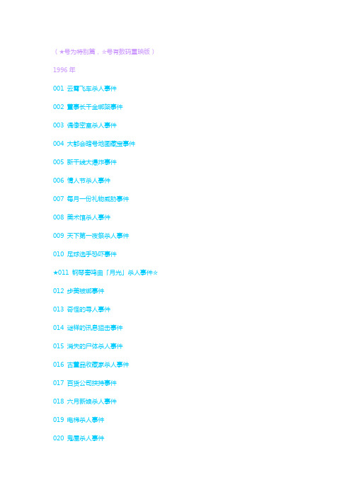 名侦探柯南TV版目录(不断更新中~)