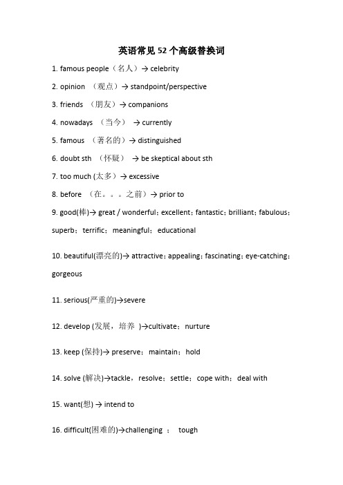 英语作文提分的52个常见高级替换词