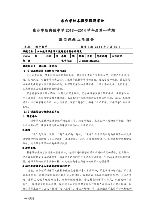 微型课题案例