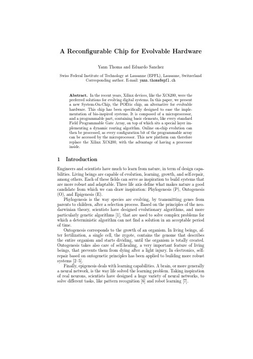 A reconfigurable chip for evolvable hardware