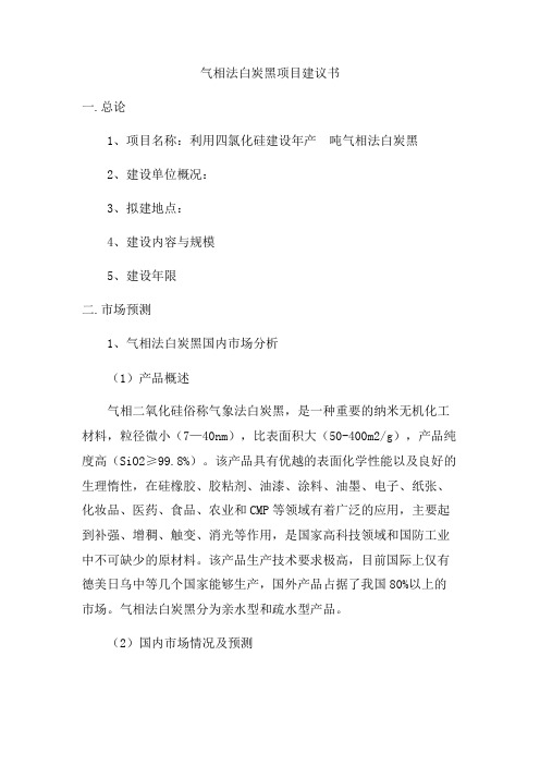 气相法白炭黑项目建议书.doc