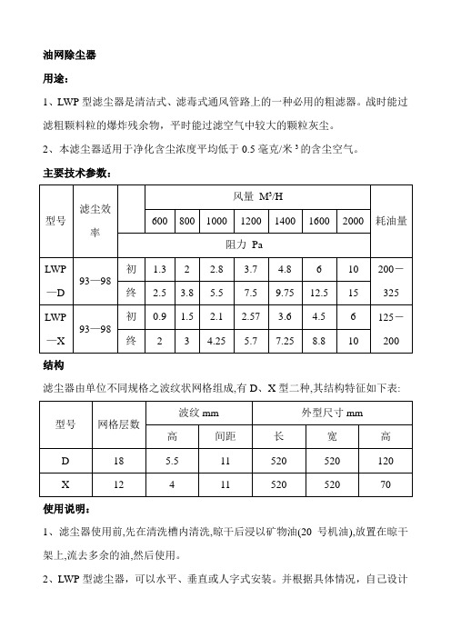 油网除尘滤毒吸收器