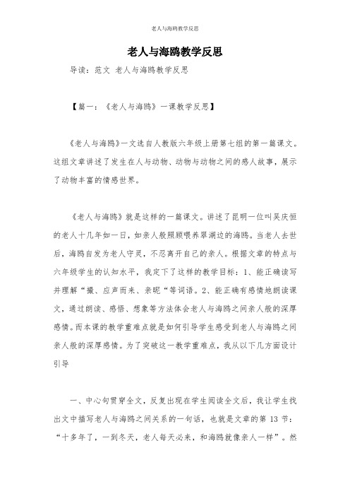 老人与海鸥教学反思