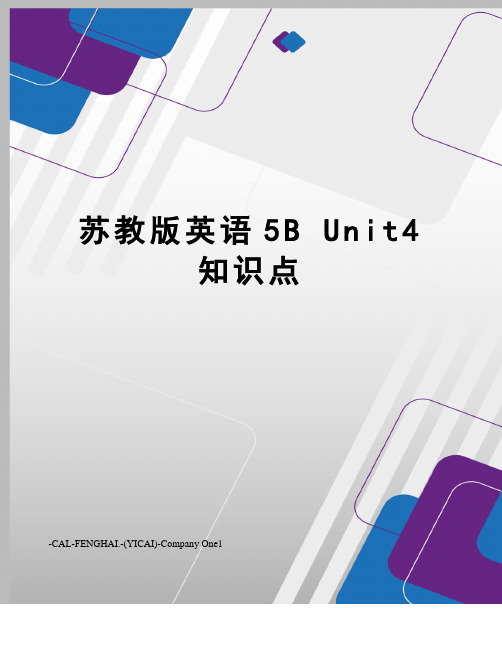 苏教版英语5bunit4知识点
