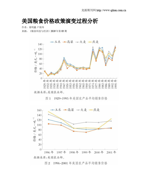 美国粮食价格政策演变过程分析