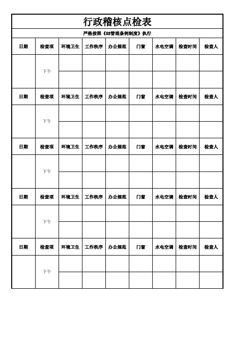 行政稽核点检表