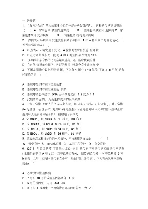 人教版高二生物必修二学业水平测试模拟试题(附答案)