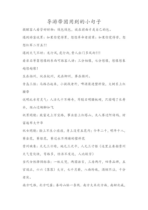 导游带团用到的小句子