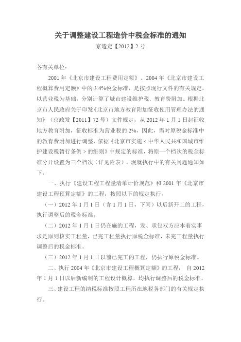 调整税金的通知