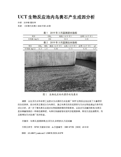 UCT生物反应池内鸟粪石产生成因分析