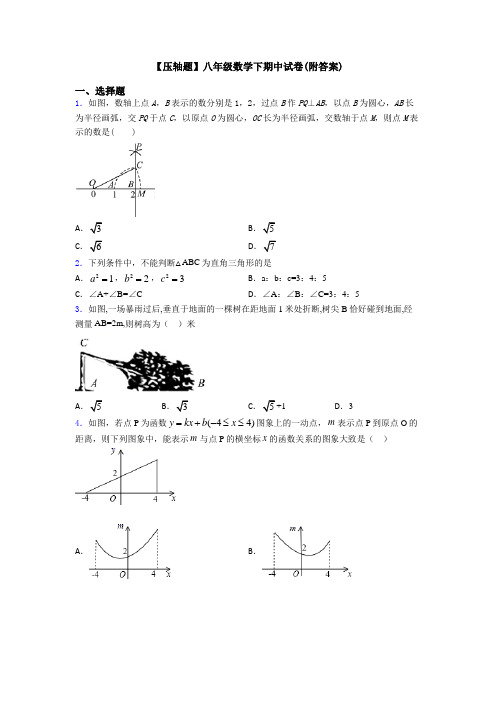【压轴题】八年级数学下期中试卷(附答案)