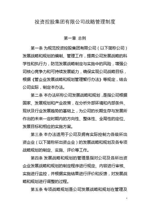 投资控股集团有限公司战略管理制度