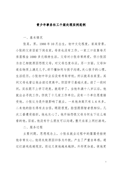 青少年事务社工个案处理实例范例