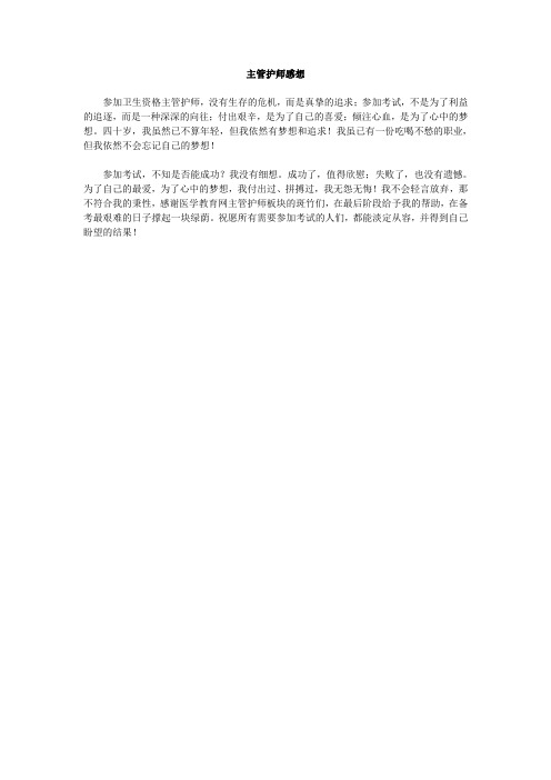 主管护师感想