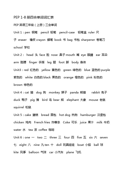 PEP人教版小学三 六年级英语总复习资料