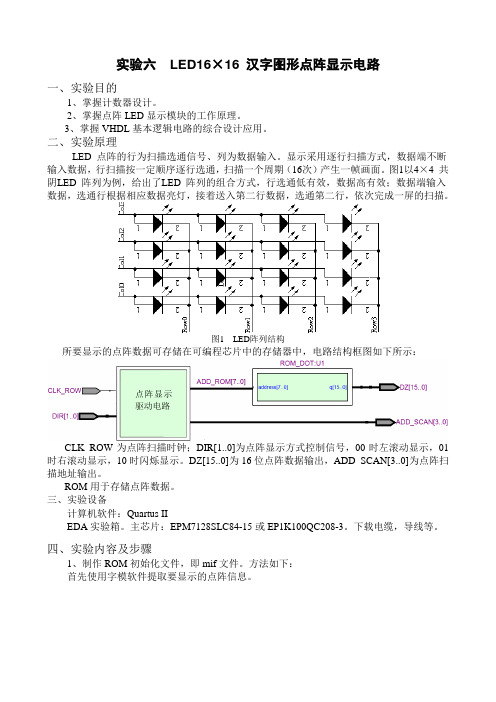 实验六 LED点阵显示驱动电路设计