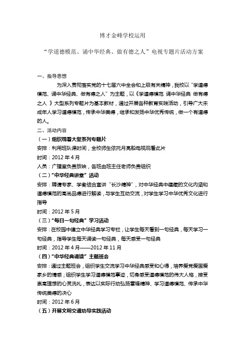 电视专题片活动方案