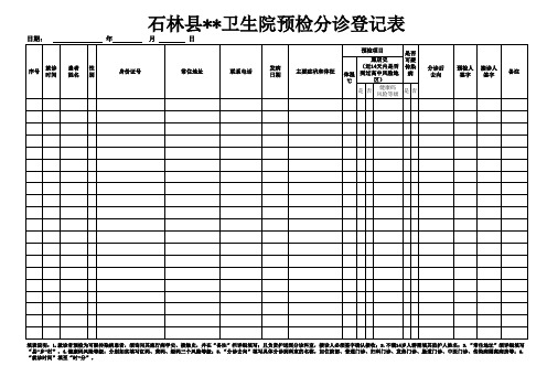 基层医疗单位预诊分诊登记