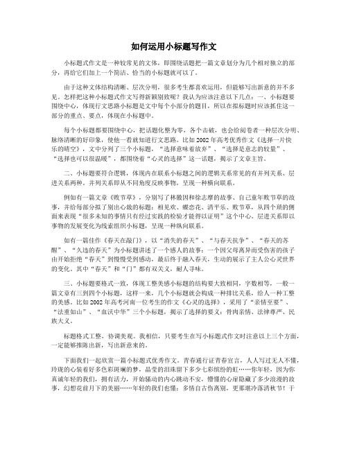 如何运用小标题写作文