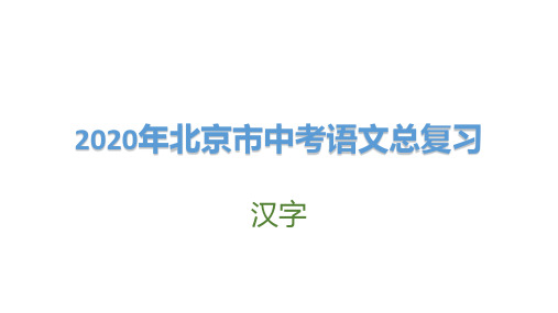2020年北京市中考语文总复习：汉字