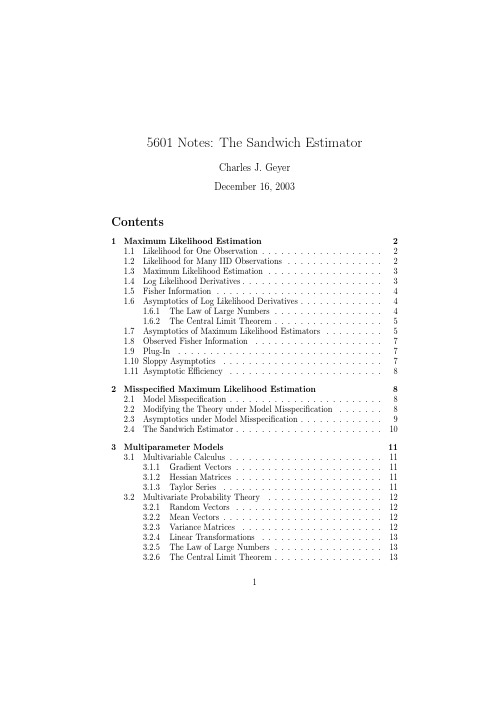 方差稳健 The Sandwich Estimator