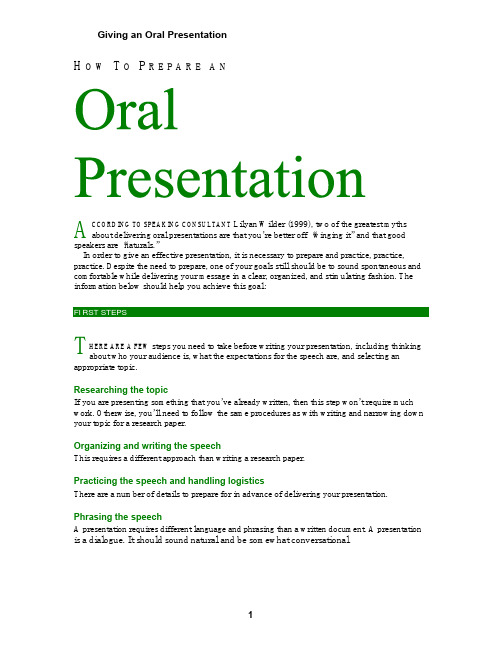 How to make a great Oral Presentation