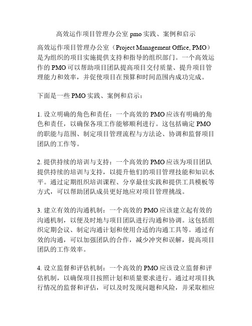 高效运作项目管理办公室 pmo实践、案例和启示