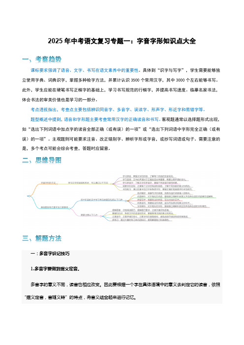 2025年中考语文复习专题一：字音字形 知识点大全