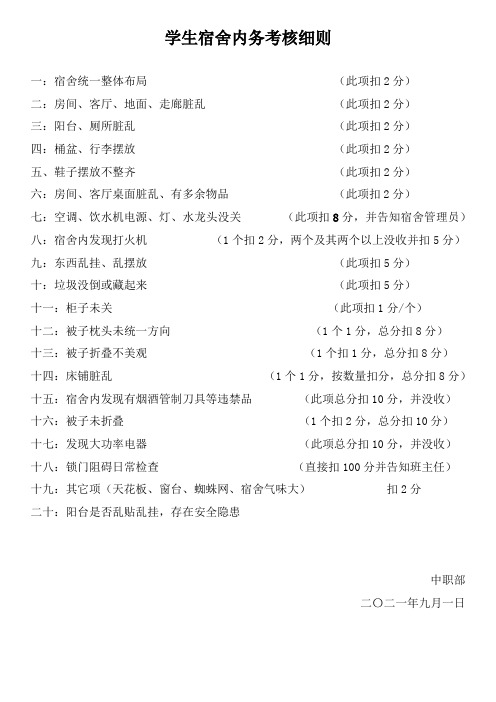 学生宿舍内务考核细则