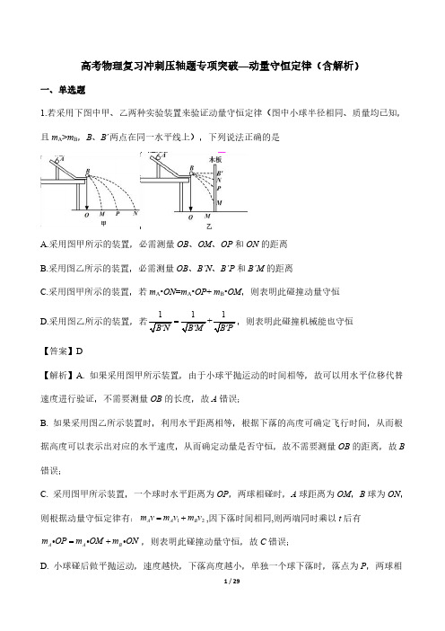 高考物理复习冲刺压轴题专项突破—动量守恒定律(含解析)