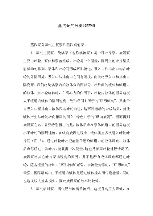蒸汽泵的分类和结构