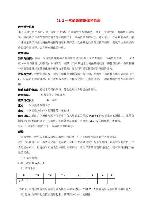 2020春冀教版八下数学第二十一章一次函数21.2一次函数的图像和性质教案
