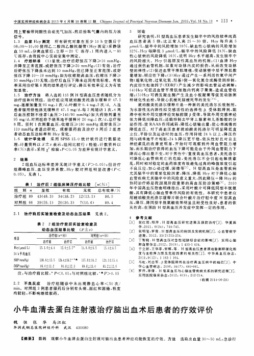 小牛血清去蛋白注射液治疗脑出血术后患者的疗效评价