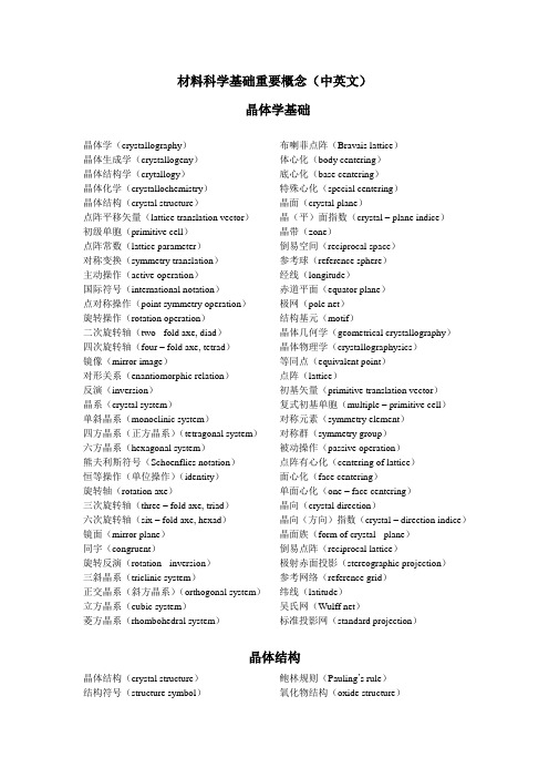 材料科学基础_概念中英文