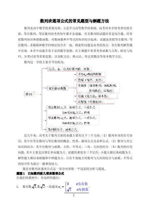 数列求通项公式的常见题型与解题方法