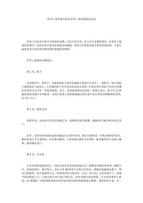 世界上毒性最大的虫-世界上毒性最强的昆虫