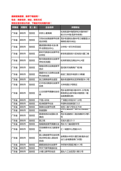 新版广东省深圳市宝安区彩妆美甲企业公司商家户名录单联系方式地址大全145家