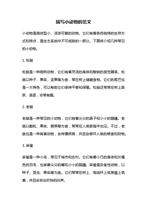 描写小动物的范文