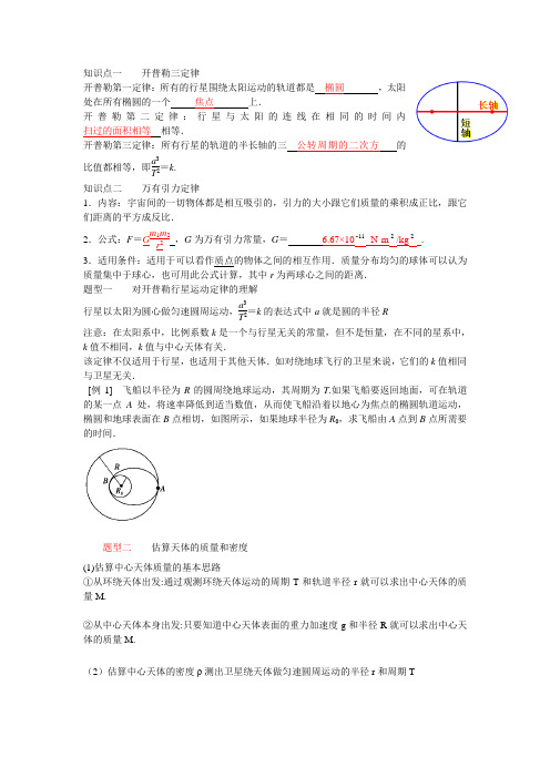 知识点一开普勒三定律