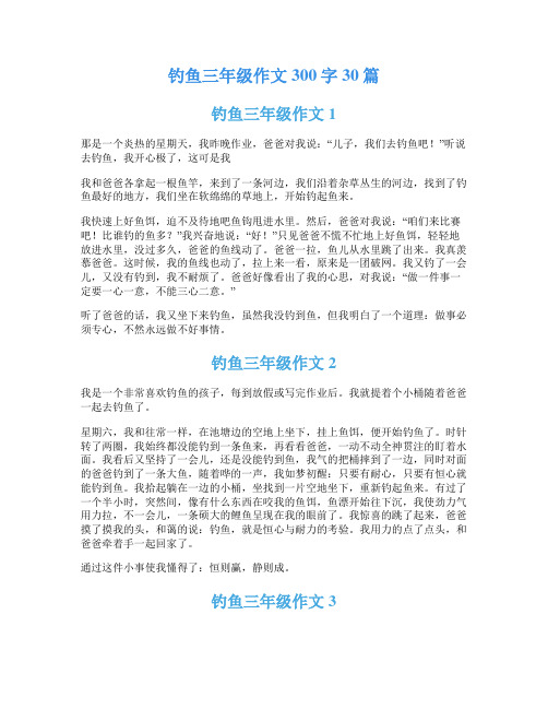 钓鱼三年级作文300字30篇