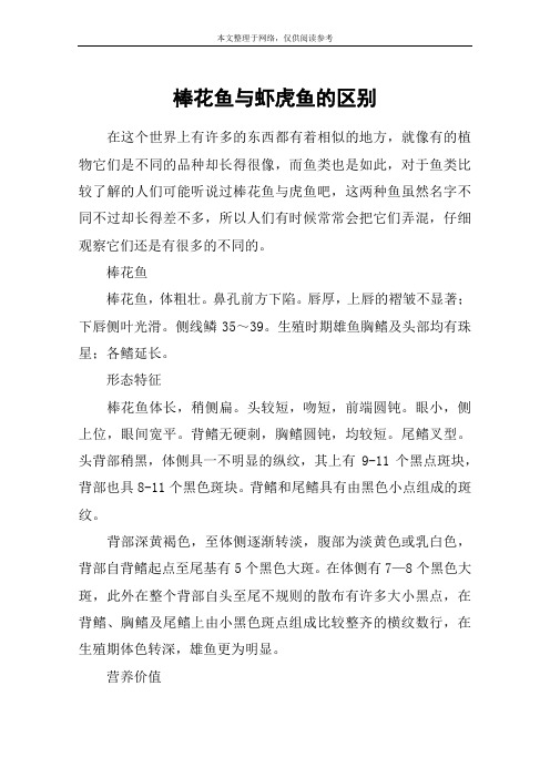 棒花鱼与虾虎鱼的区别