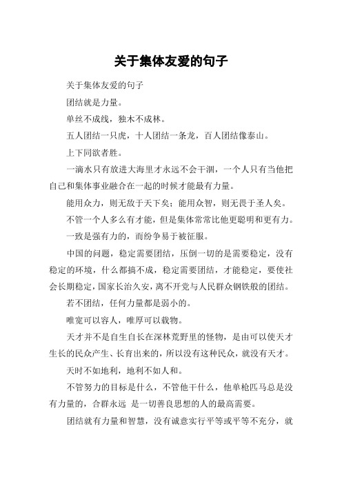 关于集体友爱的句子