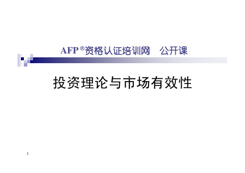 10-投资理论与市场有效性