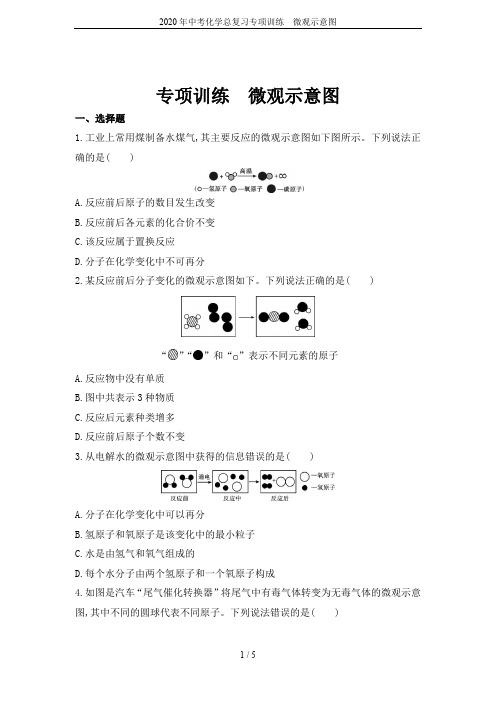 2020年中考化学总复习专项训练 微观示意图