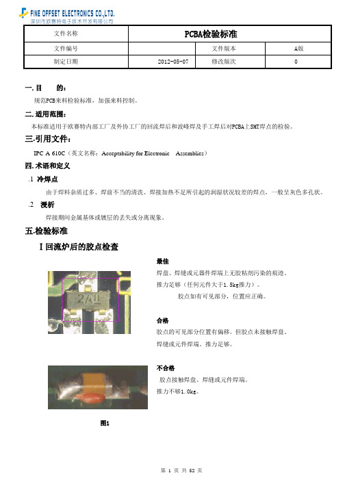 PCBA焊点检验标准