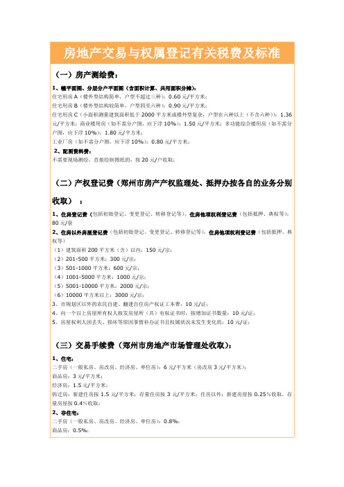 房地产交易与权属登记有关税费及标准1351117270