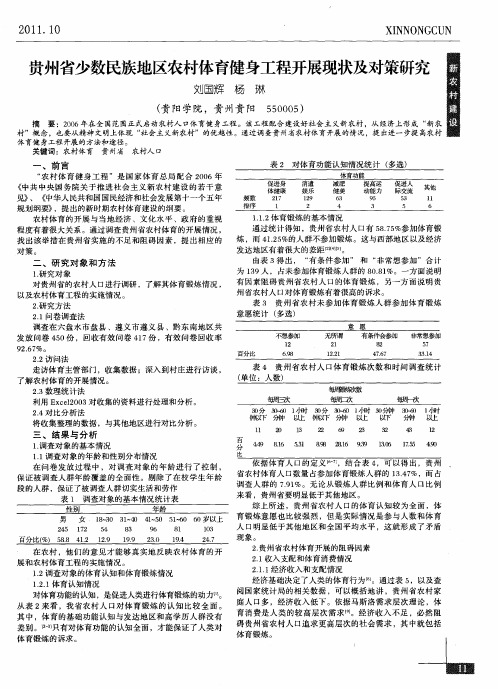 贵州省少数民族地区农村体育健身工程开展现状及对策研究