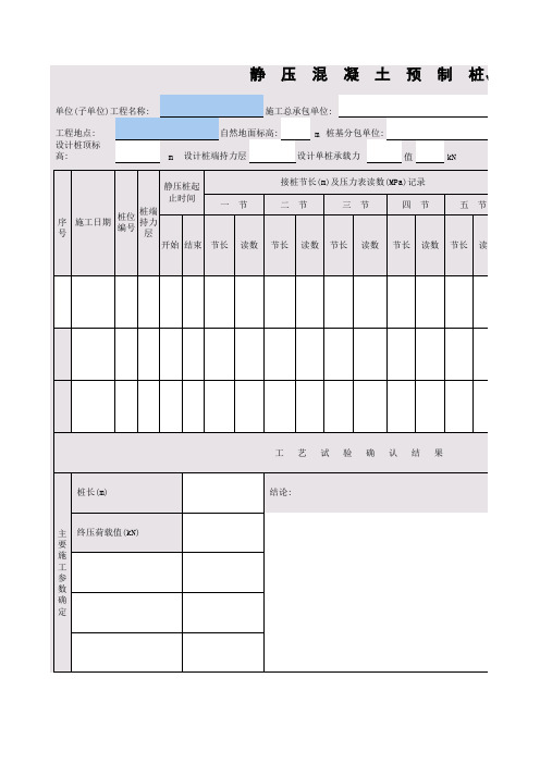 14 静压混凝土预制桩、钢桩施工工艺试验记录表GD2301014