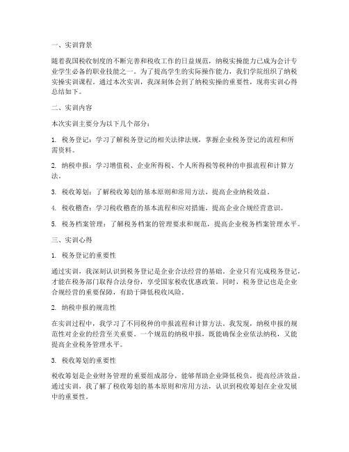 纳税实操实训报告心得