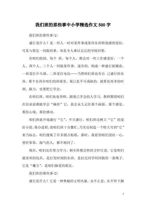 我们班的那些事中小学精选作文500字